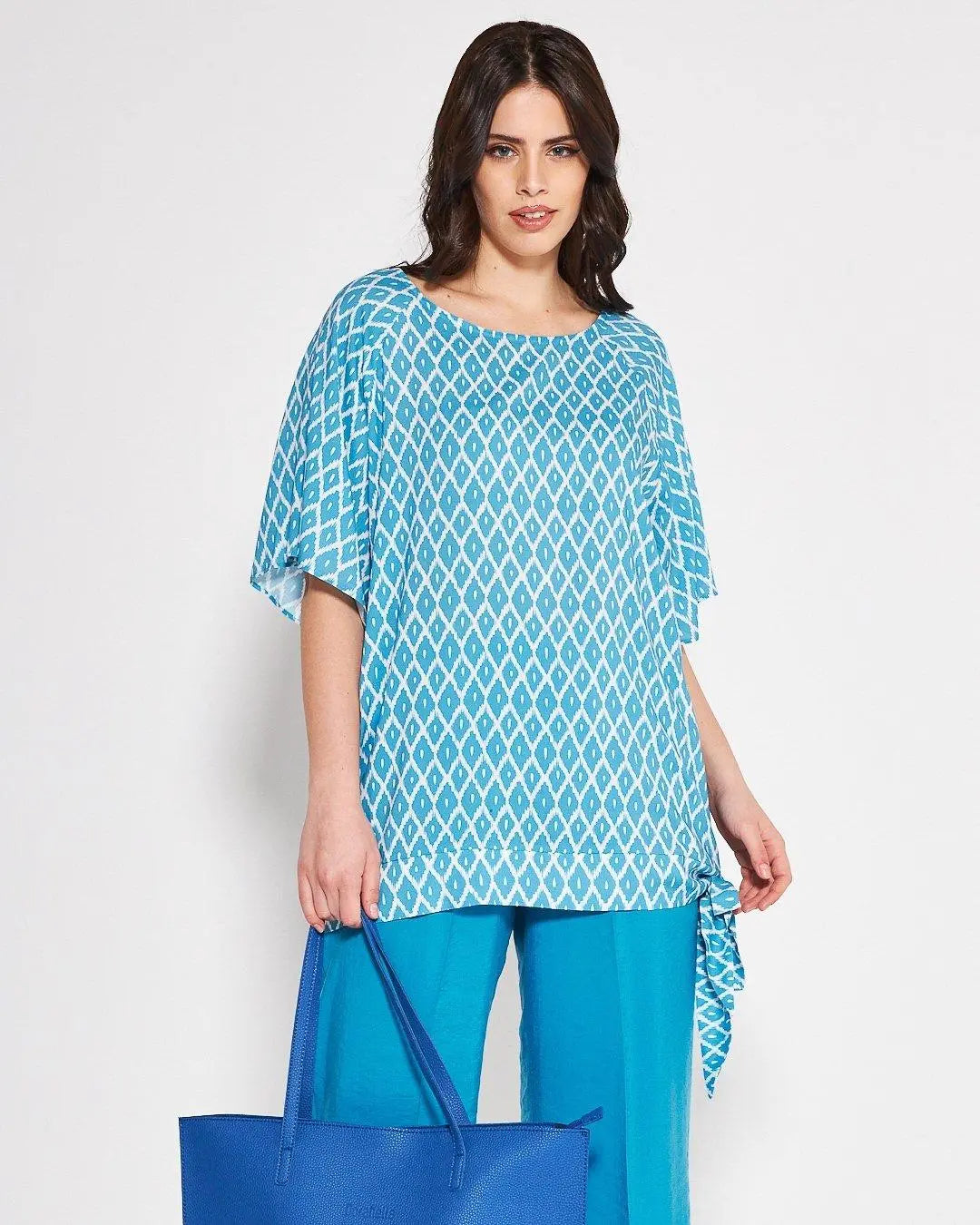 Blusa fantasia geometrica Celeste DORABELLA PIU' 49