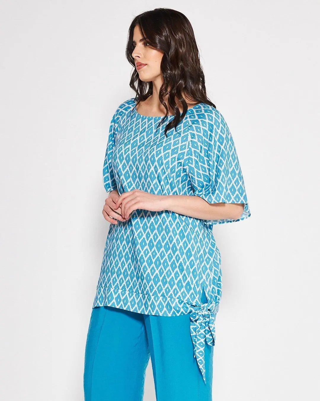 Blusa fantasia geometrica Celeste DORABELLA PIU'