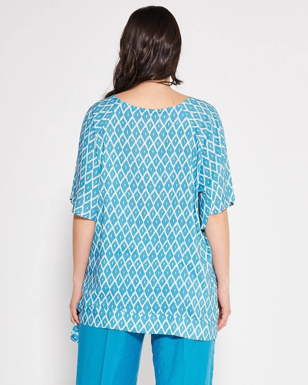 Blusa fantasia geometrica Celeste DORABELLA PIU'