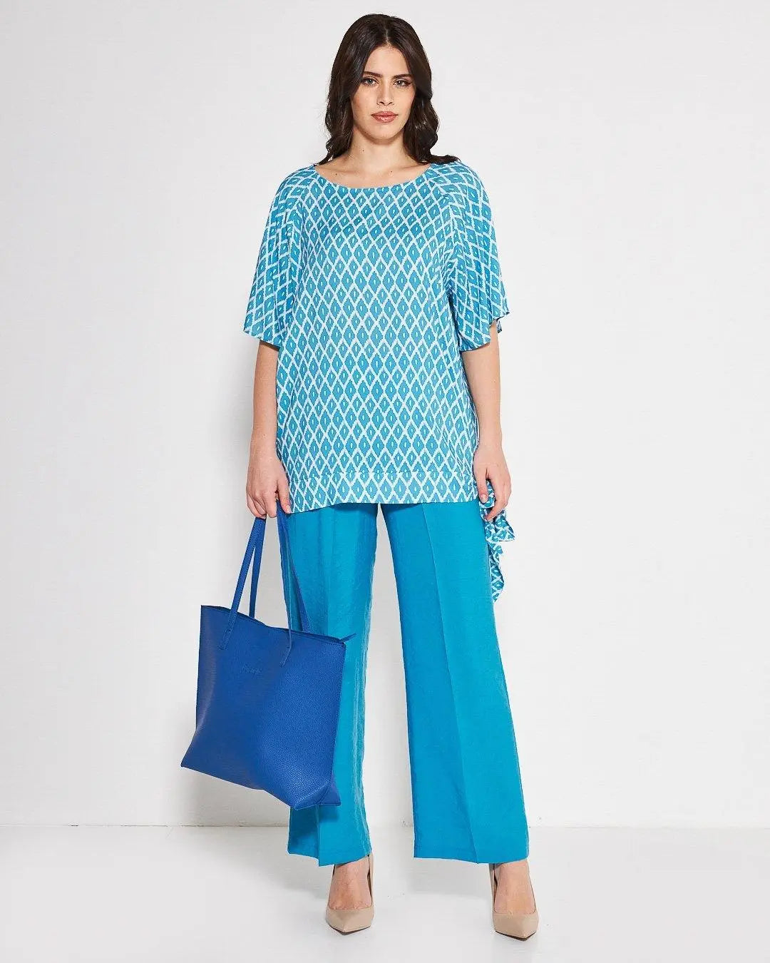 Blusa fantasia geometrica Celeste DORABELLA PIU'