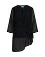Blusa girocollo asimmetrica in georgette con dettaglio fiocco NERO DORABELLA