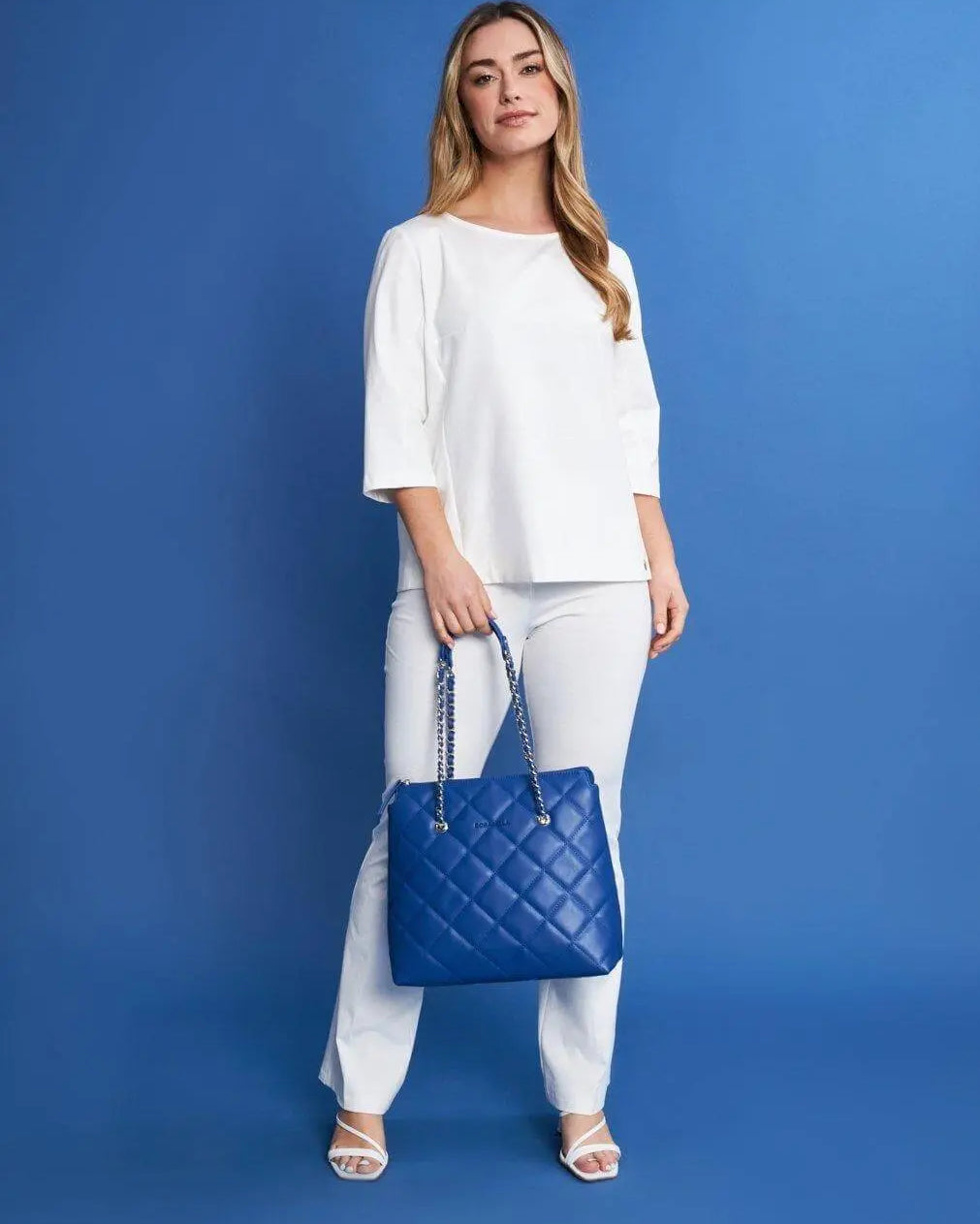 Blusa girocollo in jersey di cotone elasticizzato tinta unita BIANCO DORABELLA