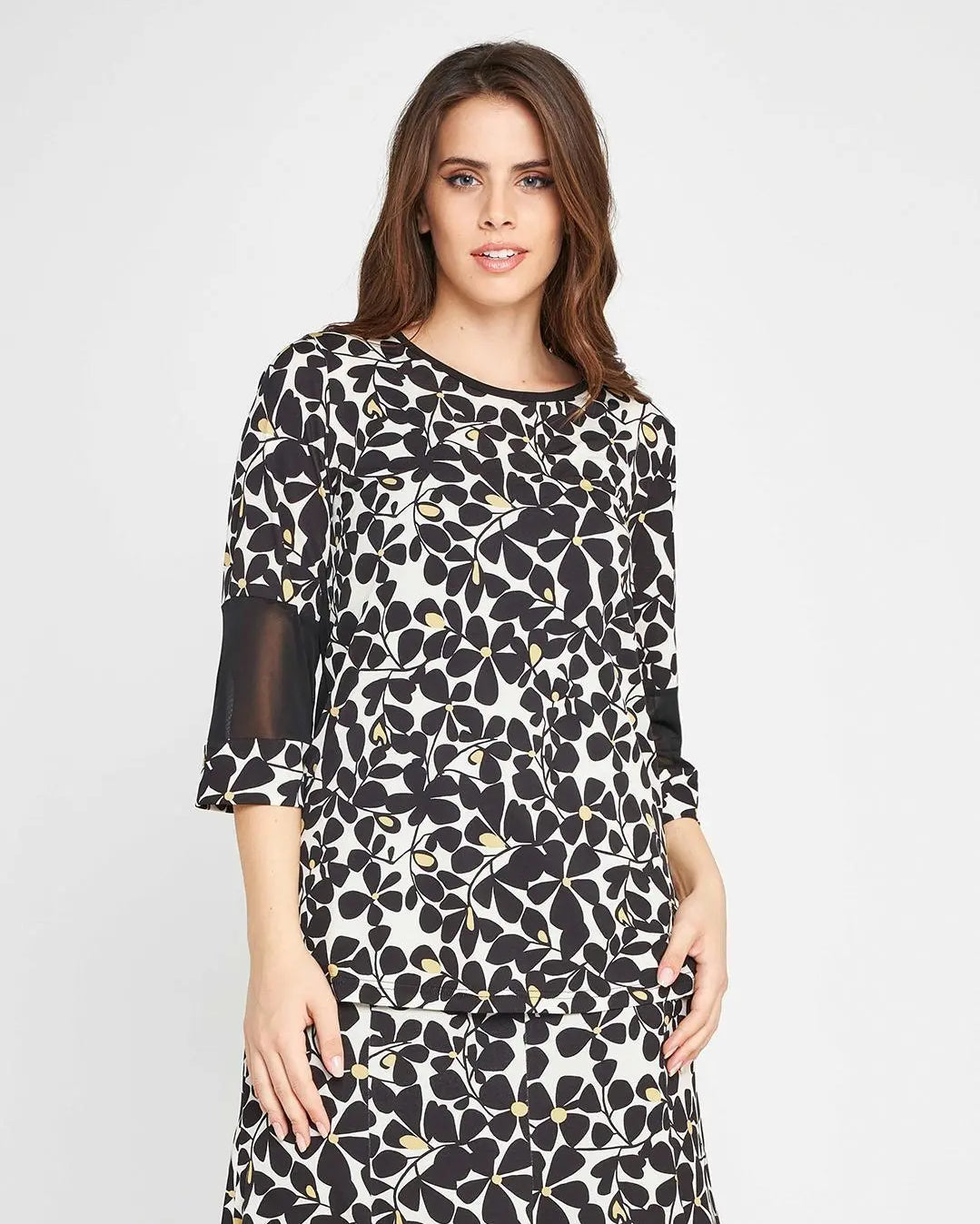 Blusa glam flower Nero DORABELLA XXL