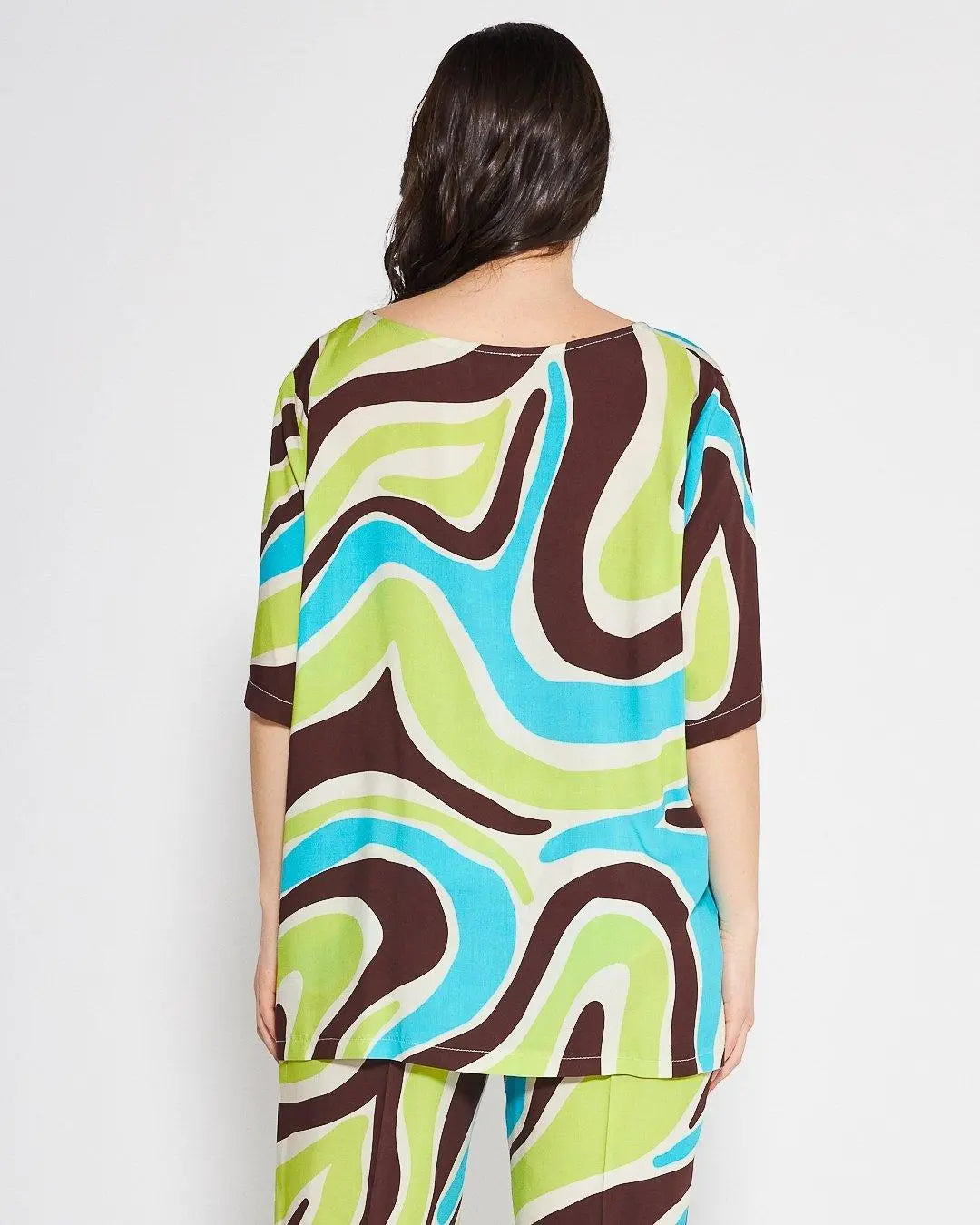 Blusa in fantasia astratta MORO DORABELLA PIU'