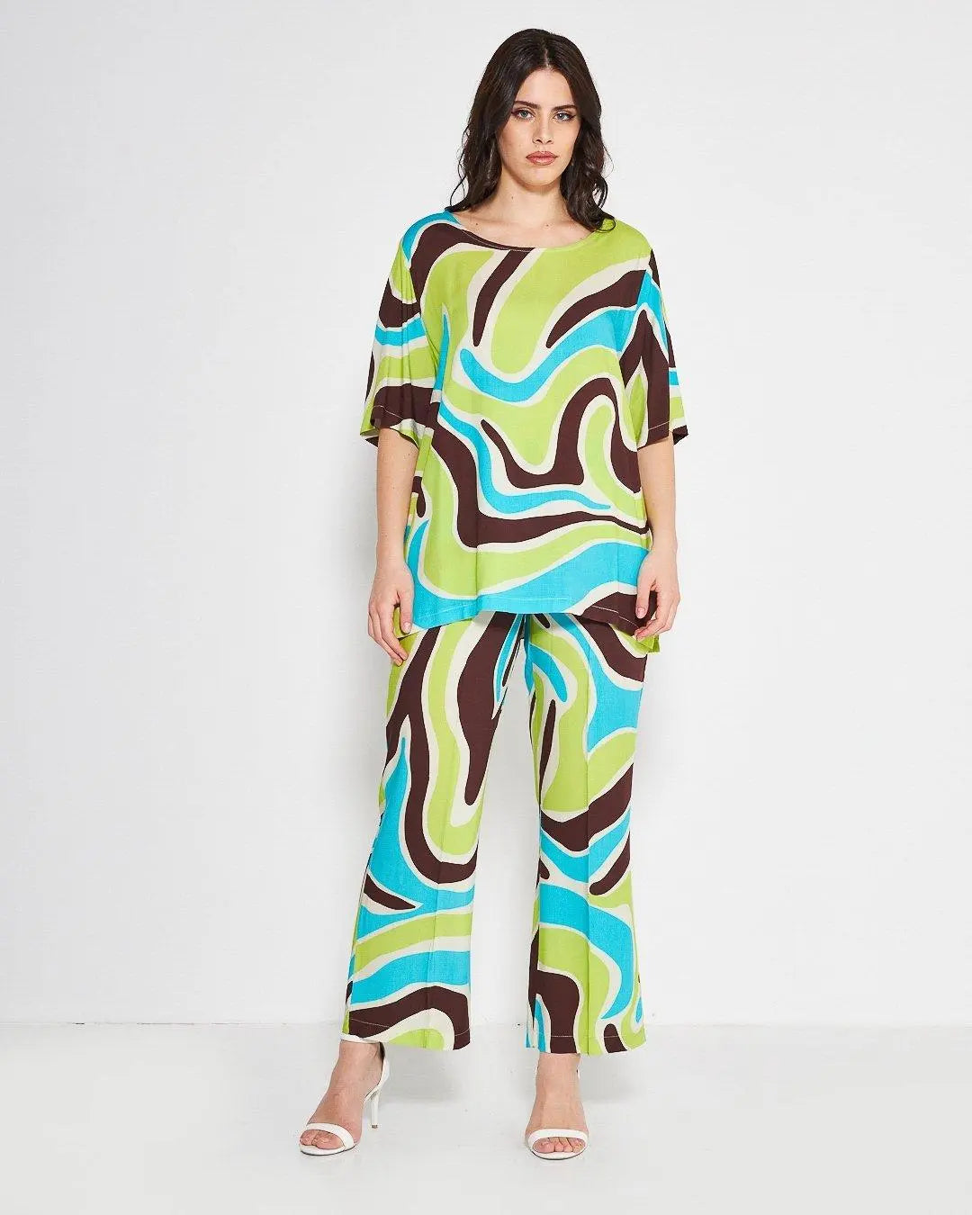 Blusa in fantasia astratta MORO DORABELLA PIU'