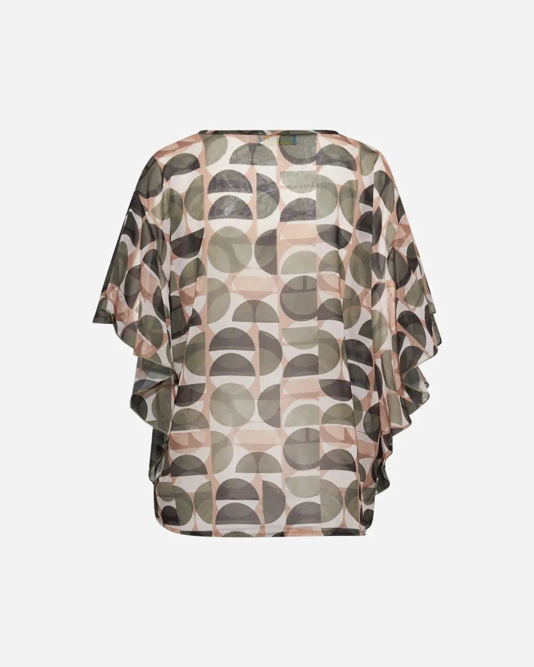 Blusa in fantasia con manica svasata VERDE MILITARE DORABELLA