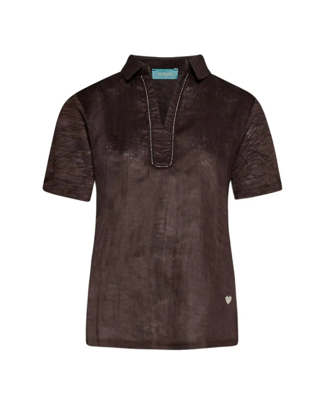 Blusa in lino con scollo a V CACAO DORABELLA XL