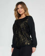 Blusa in pizzo NERO-ORO DORABELLA XXL