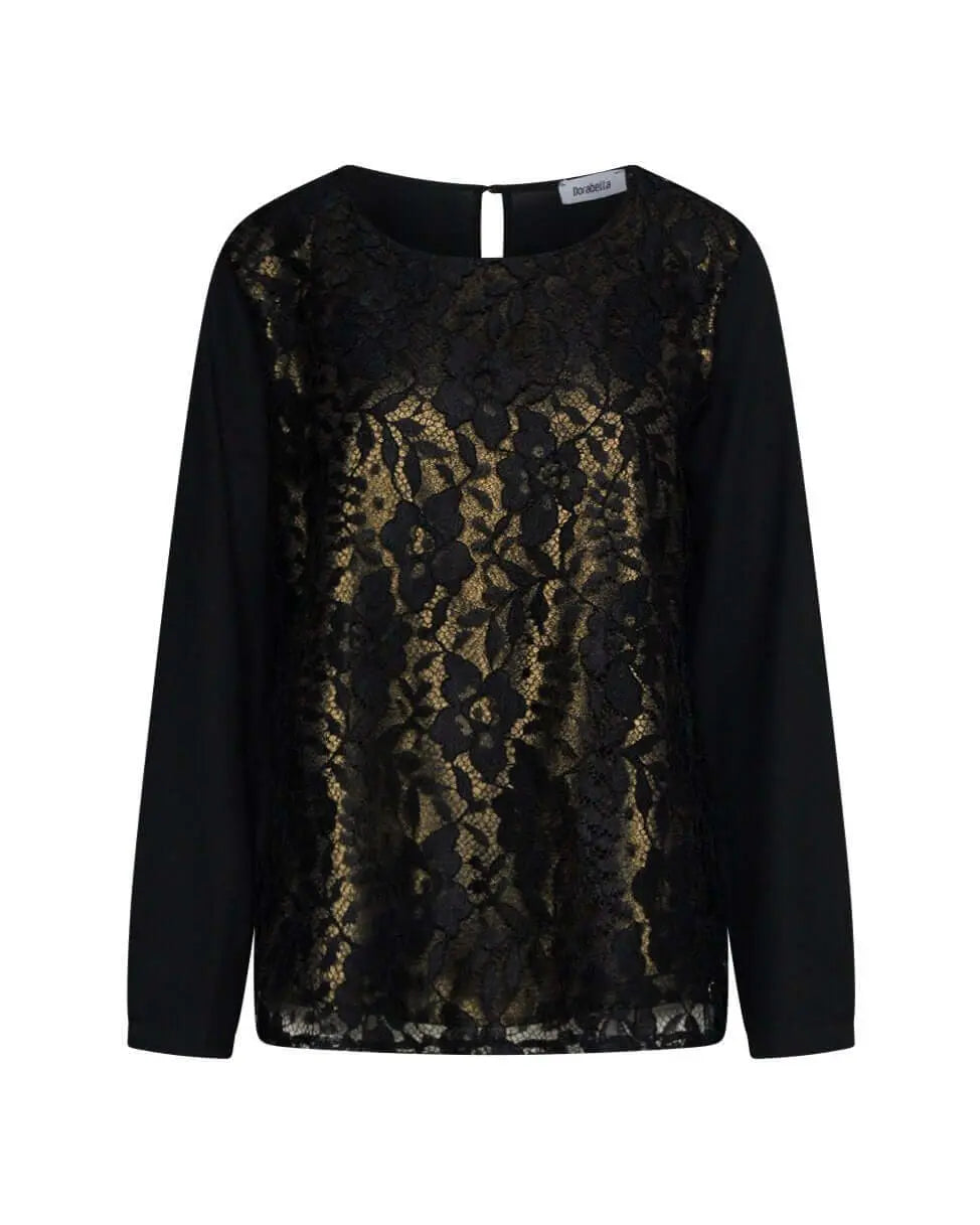 Blusa in pizzo NERO-ORO DORABELLA