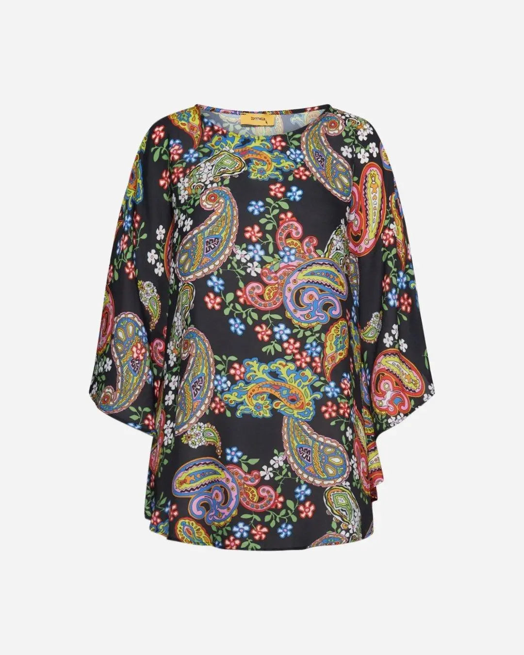 Blusa kimono stampata NERO DORABELLA PIU' 47