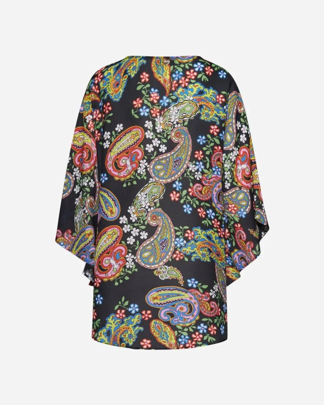 Blusa kimono stampata NERO DORABELLA PIU'