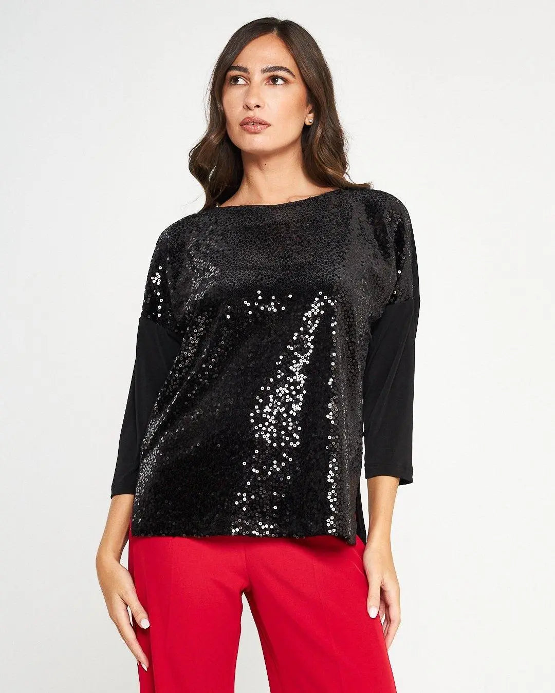 Blusa paillettes NERO DORABELLA