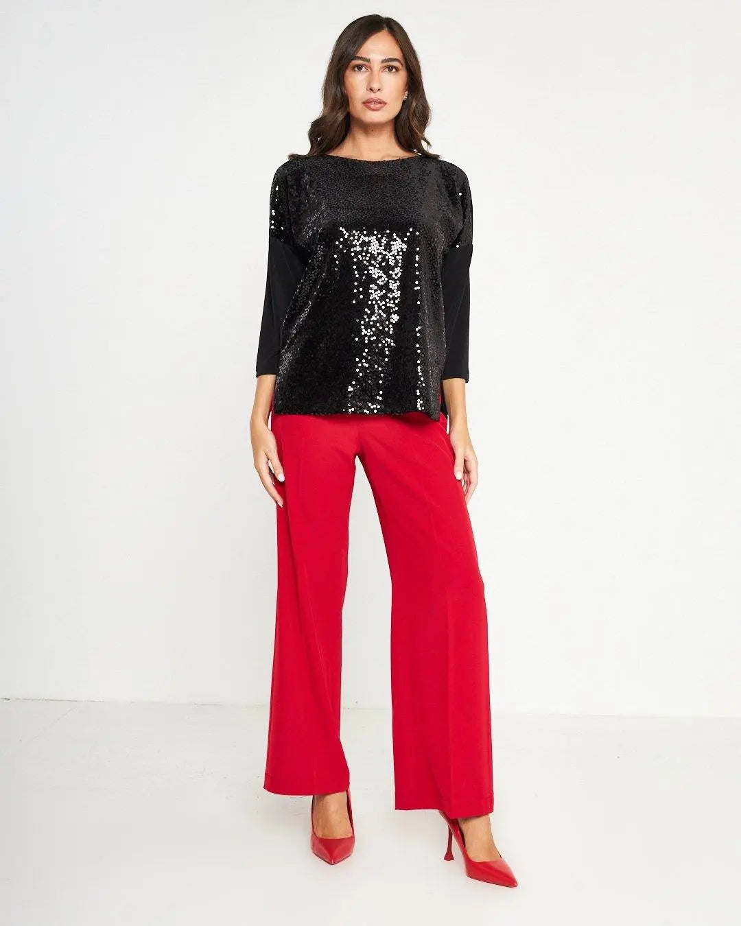 Blusa paillettes NERO DORABELLA