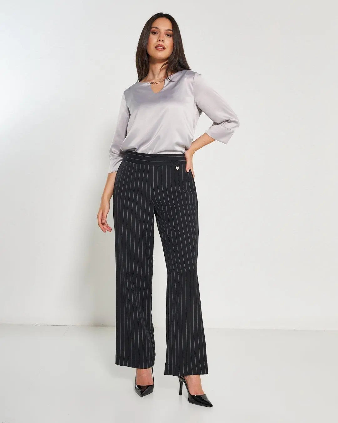 Blusa raso GRIGIO PERLA DORABELLA