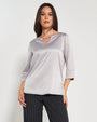 Blusa raso GRIGIO PERLA DORABELLA