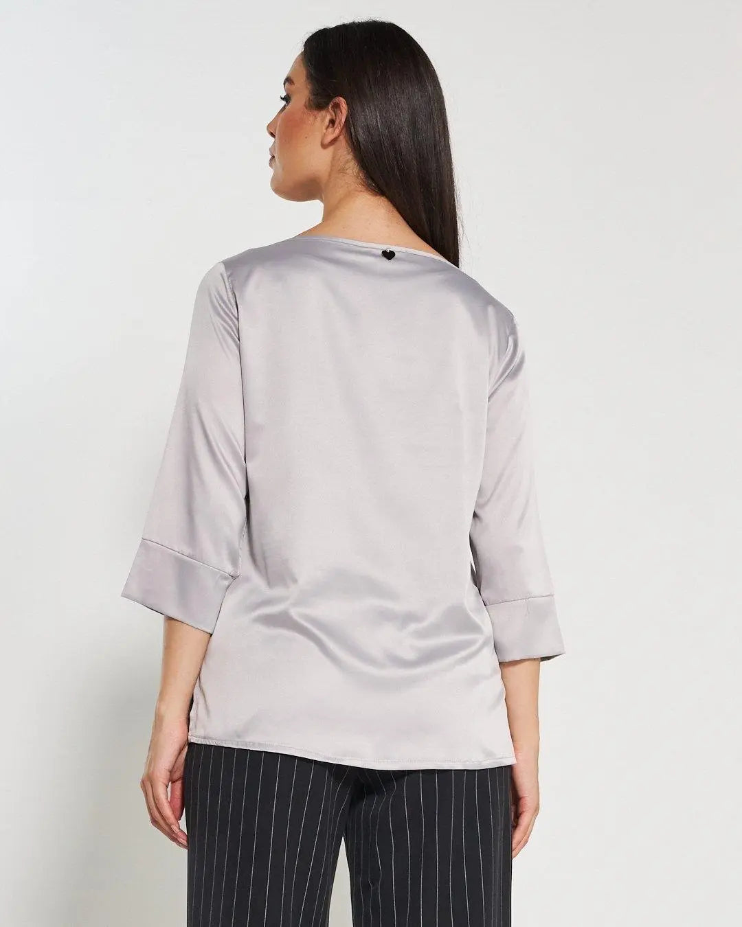 Blusa raso GRIGIO PERLA DORABELLA
