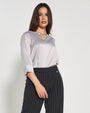 Blusa raso GRIGIO PERLA DORABELLA