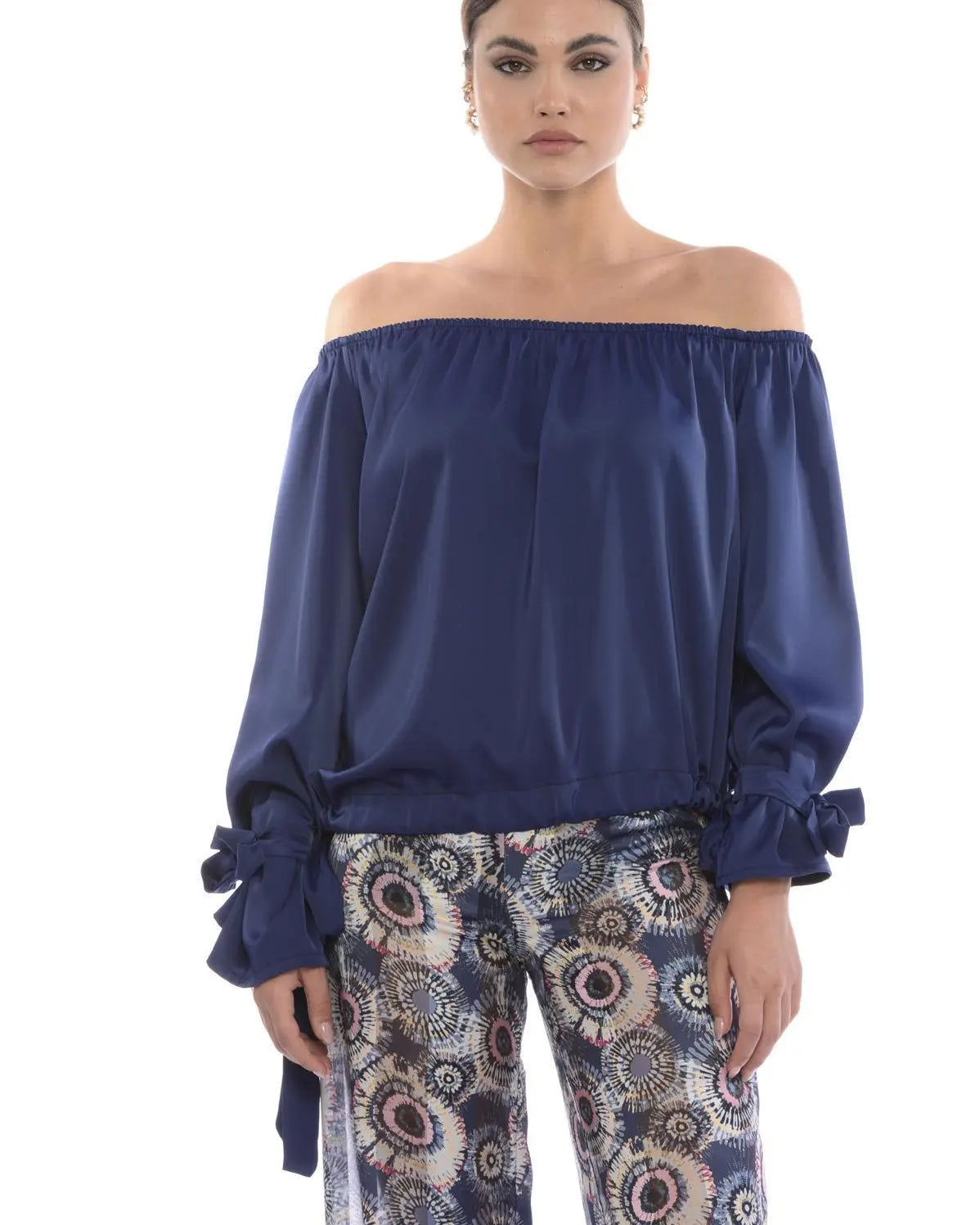 Blusa shiffer con fiocchi BLU IRONICA 52