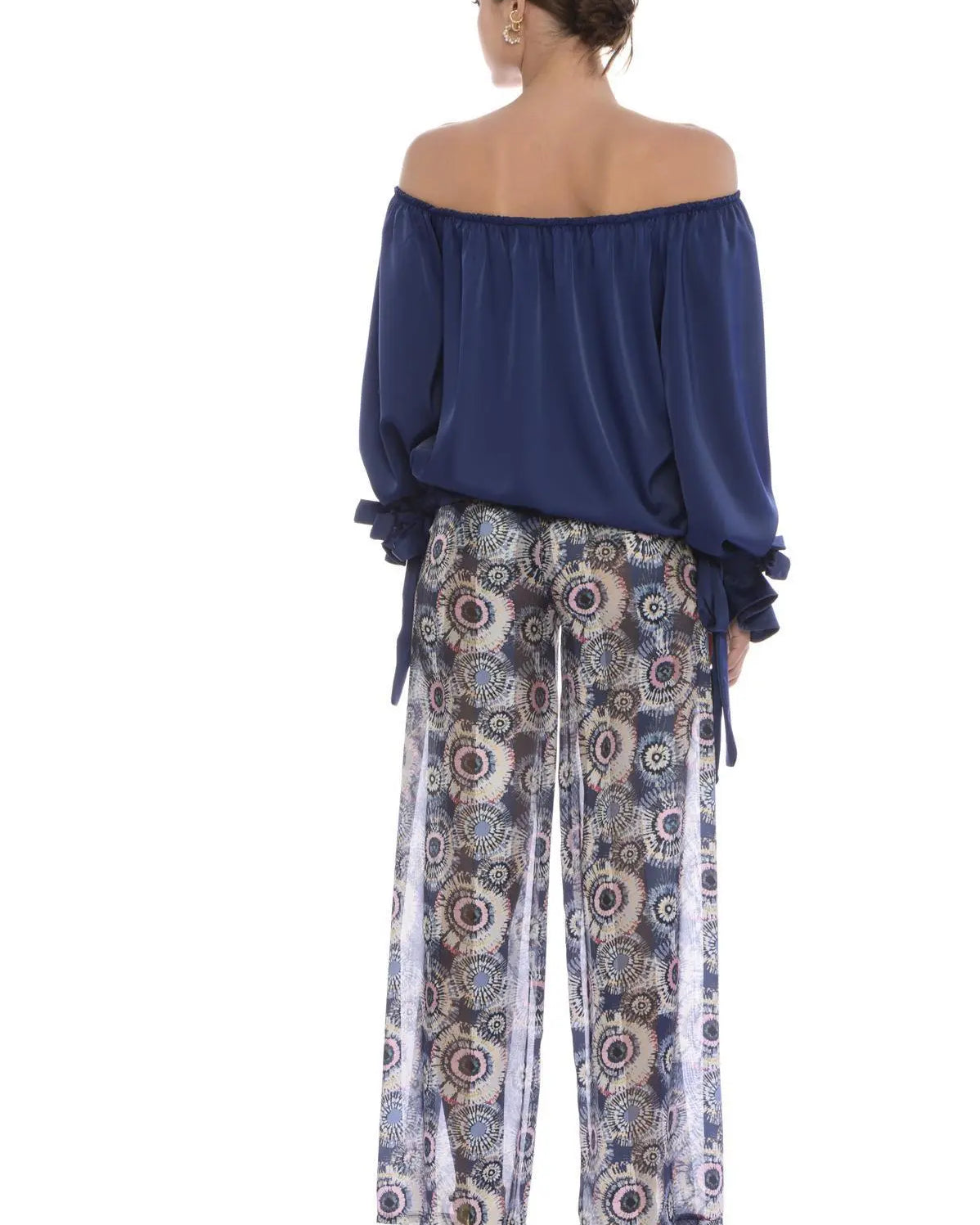 Blusa shiffer con fiocchi BLU IRONICA