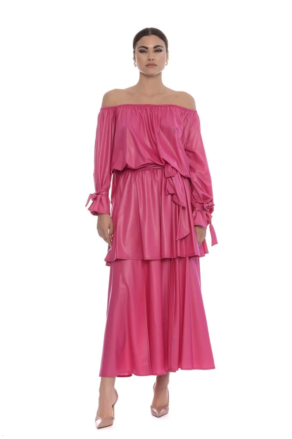 Blusa shiffer con fiocchi FUXIA IRONICA