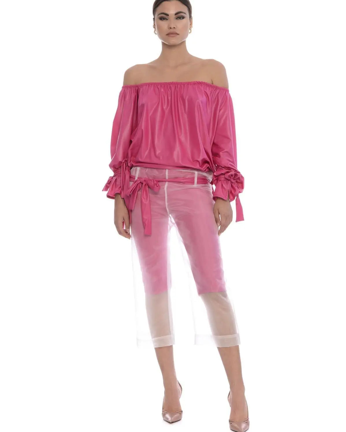 Blusa shiffer con fiocchi FUXIA IRONICA