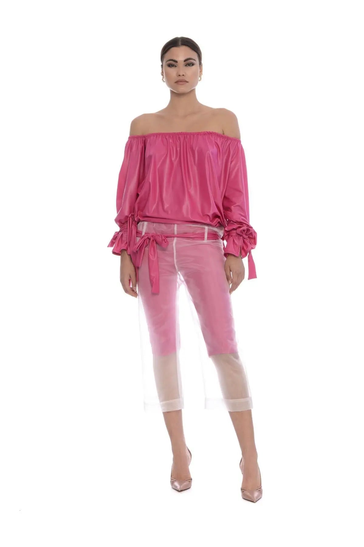 Blusa shiffer con fiocchi FUXIA IRONICA