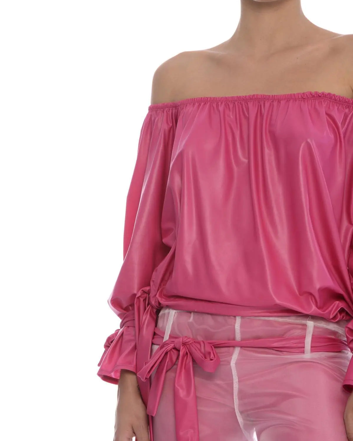 Blusa shiffer con fiocchi FUXIA IRONICA