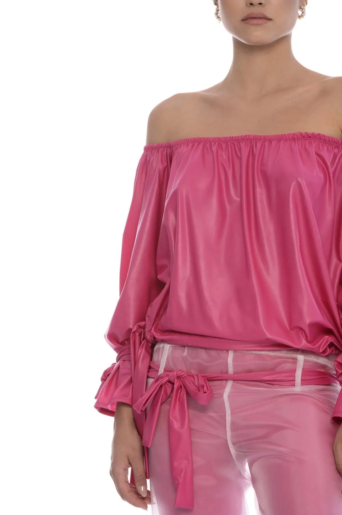 Blusa shiffer con fiocchi FUXIA IRONICA