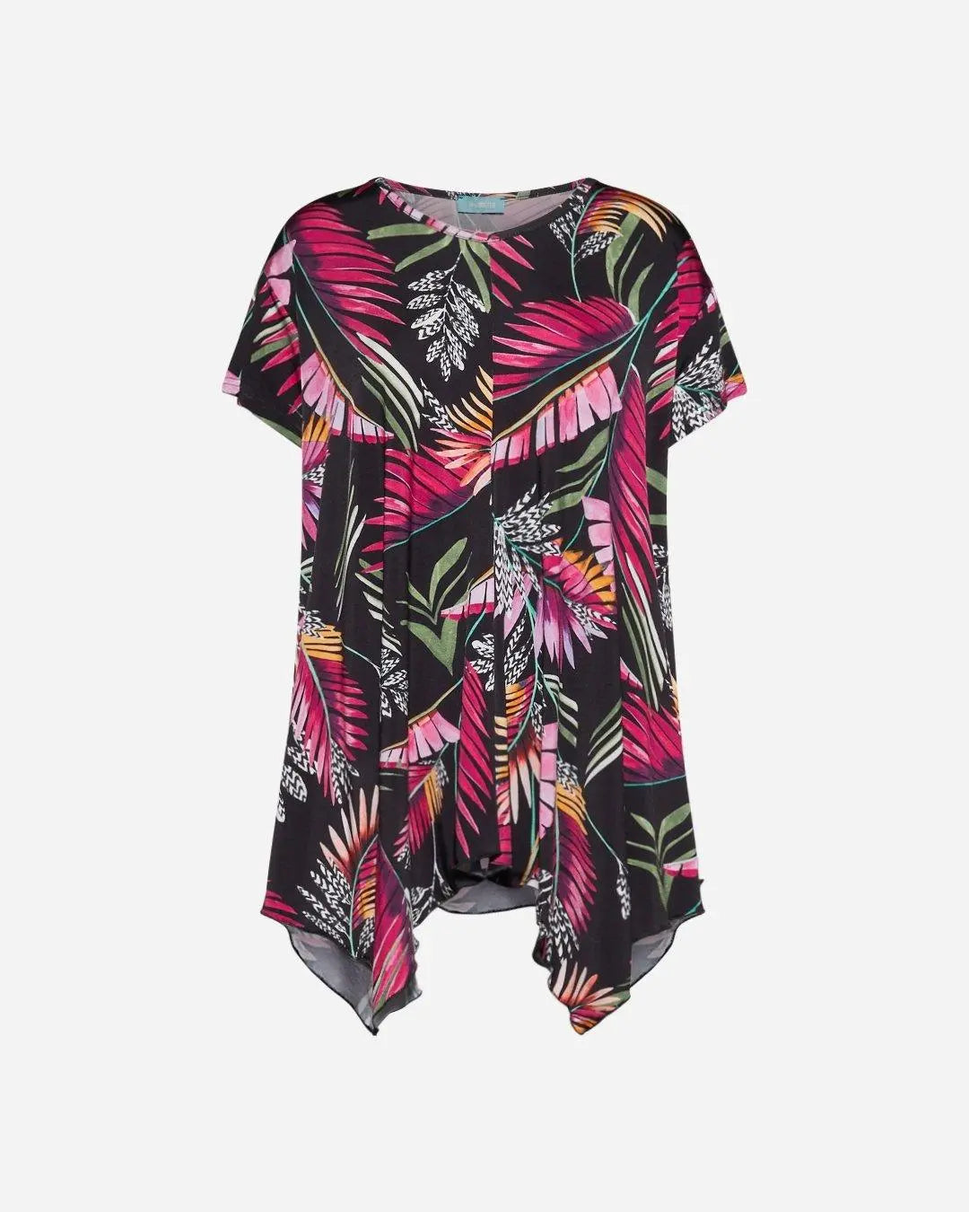 Blusa stampata asimmetrica NERO DORABELLA XXL