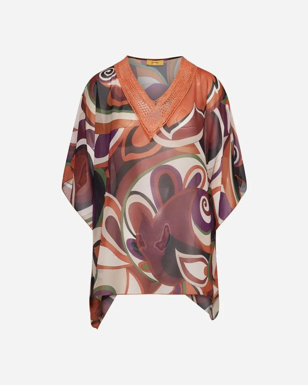 Blusa stampata con dettaglio paillettes ARANCIO DORABELLA PIU'