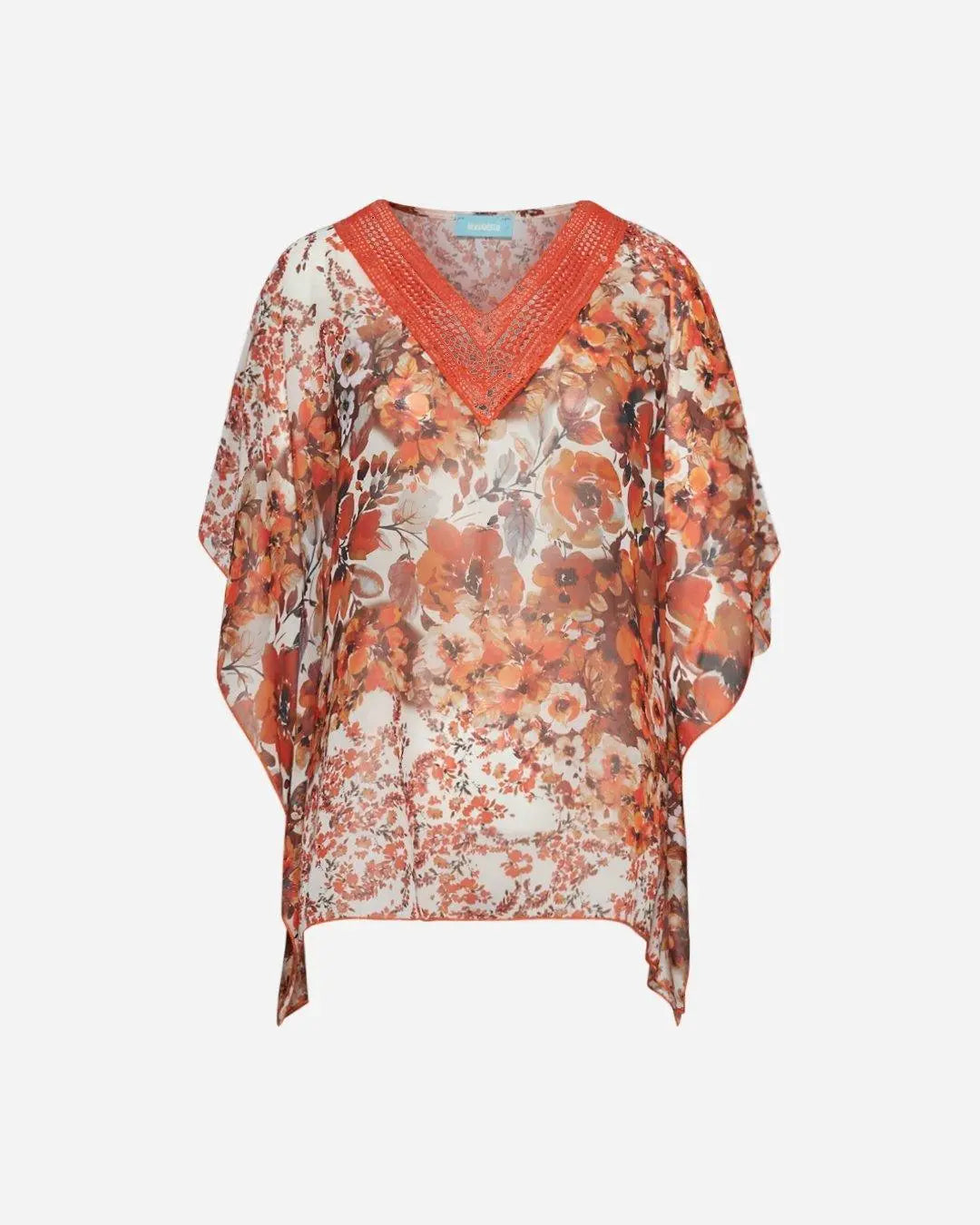 Blusa stampata con dettaglio paillettes FIORE ARANCIO DORABELLA