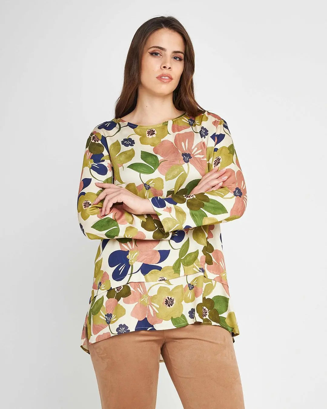 Blusa viscosa flower Verde DORABELLA