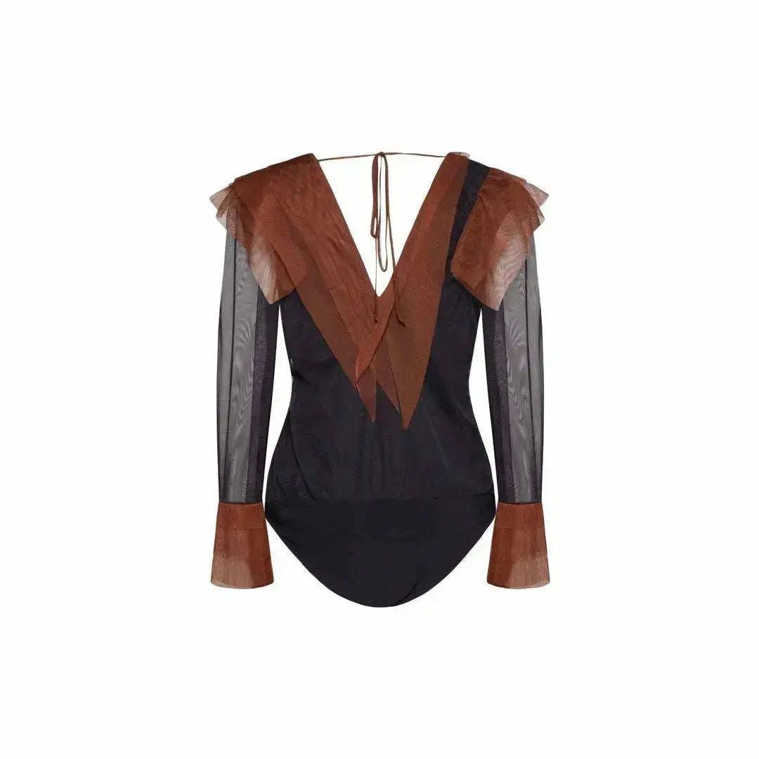 Body tulle NERO-TABACCO IRONICA