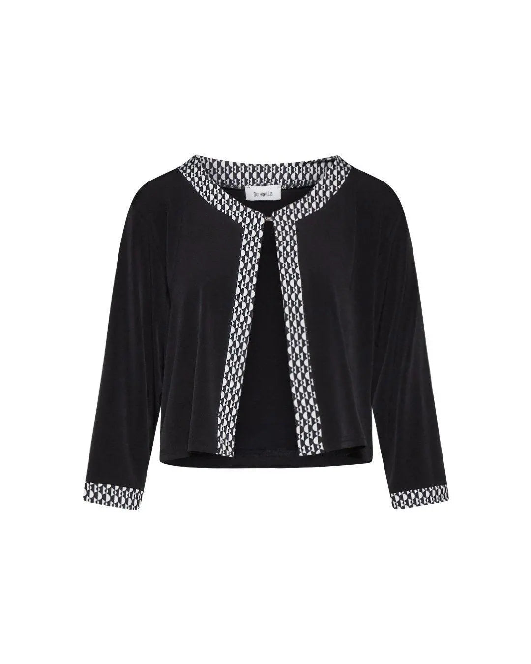 Bolerino con profili in fantasia geometric NERO-BIANCO DORABELLA XXL