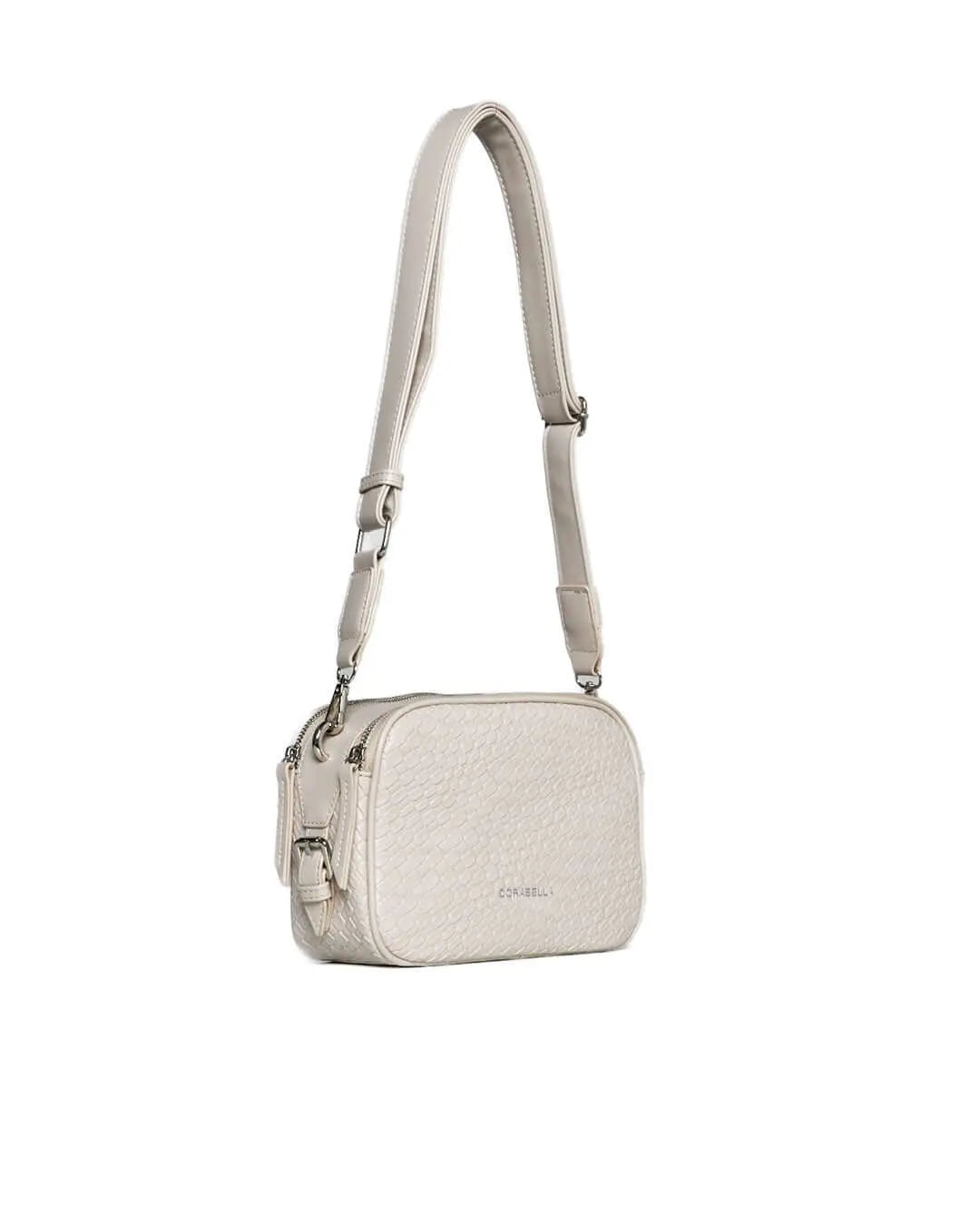 Borsa a spalla piccola in ecopelle con motivo ad intreccio con tracolla regolabile GHIACCIO DORABELLA