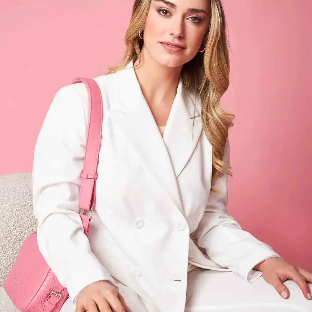 Borsa a spalla piccola in ecopelle con motivo ad intreccio con tracolla regolabile ROSA DORABELLA UNICO