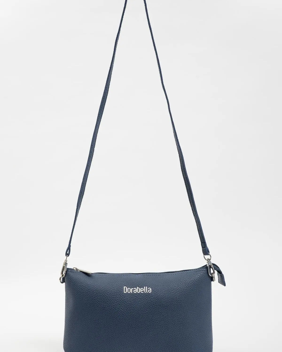 Borsa a tracolla Easy smart in ecopelle a grana con logo sul davanti BLU-NAVY DORABELLA EASY