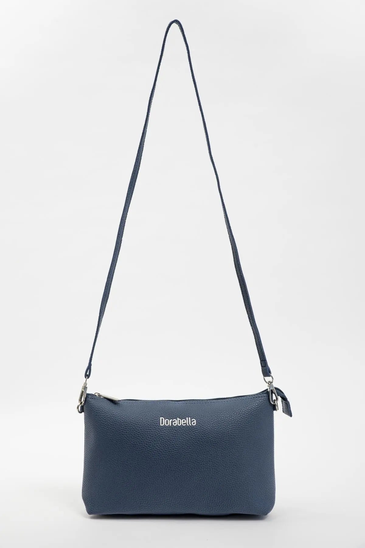 Borsa a tracolla Easy smart in ecopelle a grana con logo sul davanti BLU-NAVY DORABELLA EASY