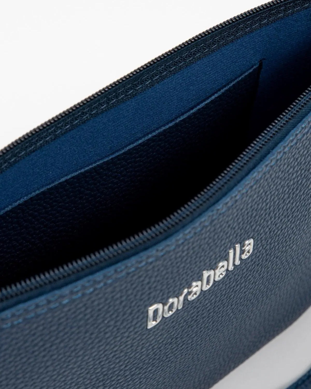 Borsa a tracolla Easy smart in ecopelle a grana con logo sul davanti BLU-NAVY DORABELLA EASY