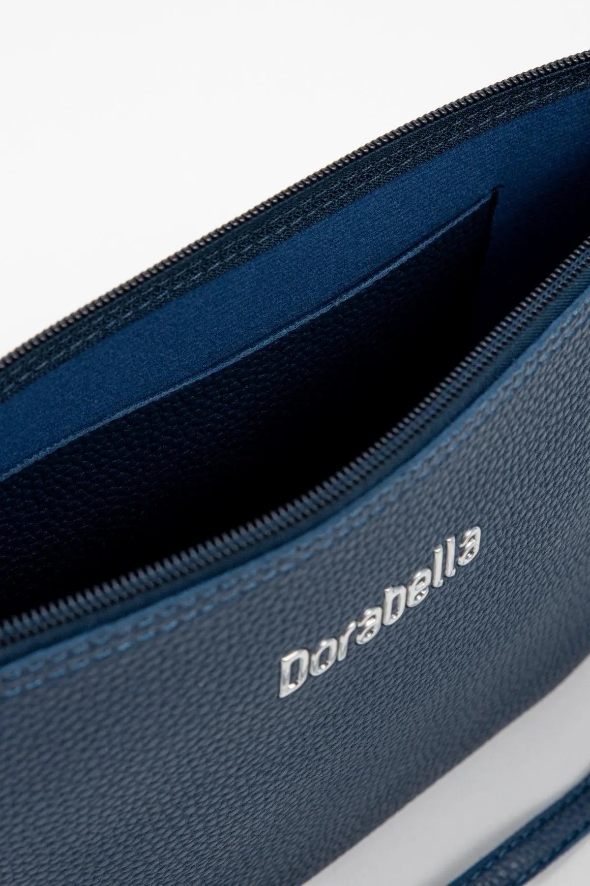 Borsa a tracolla Easy smart in ecopelle a grana con logo sul davanti BLU-NAVY DORABELLA EASY