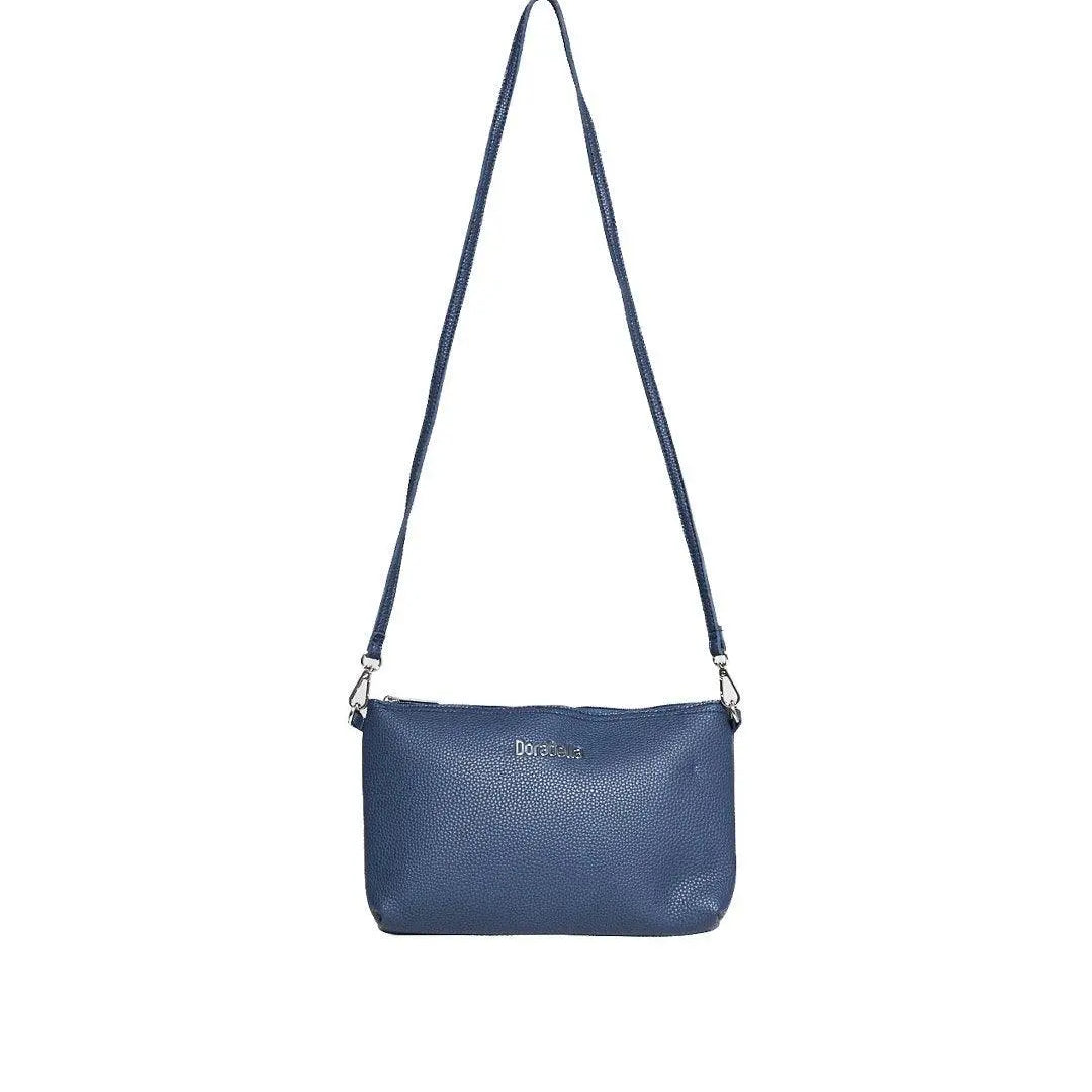 Borsa a tracolla Easy smart in ecopelle a grana con logo sul davanti BLUE NAVY DORABELLA EASY Un