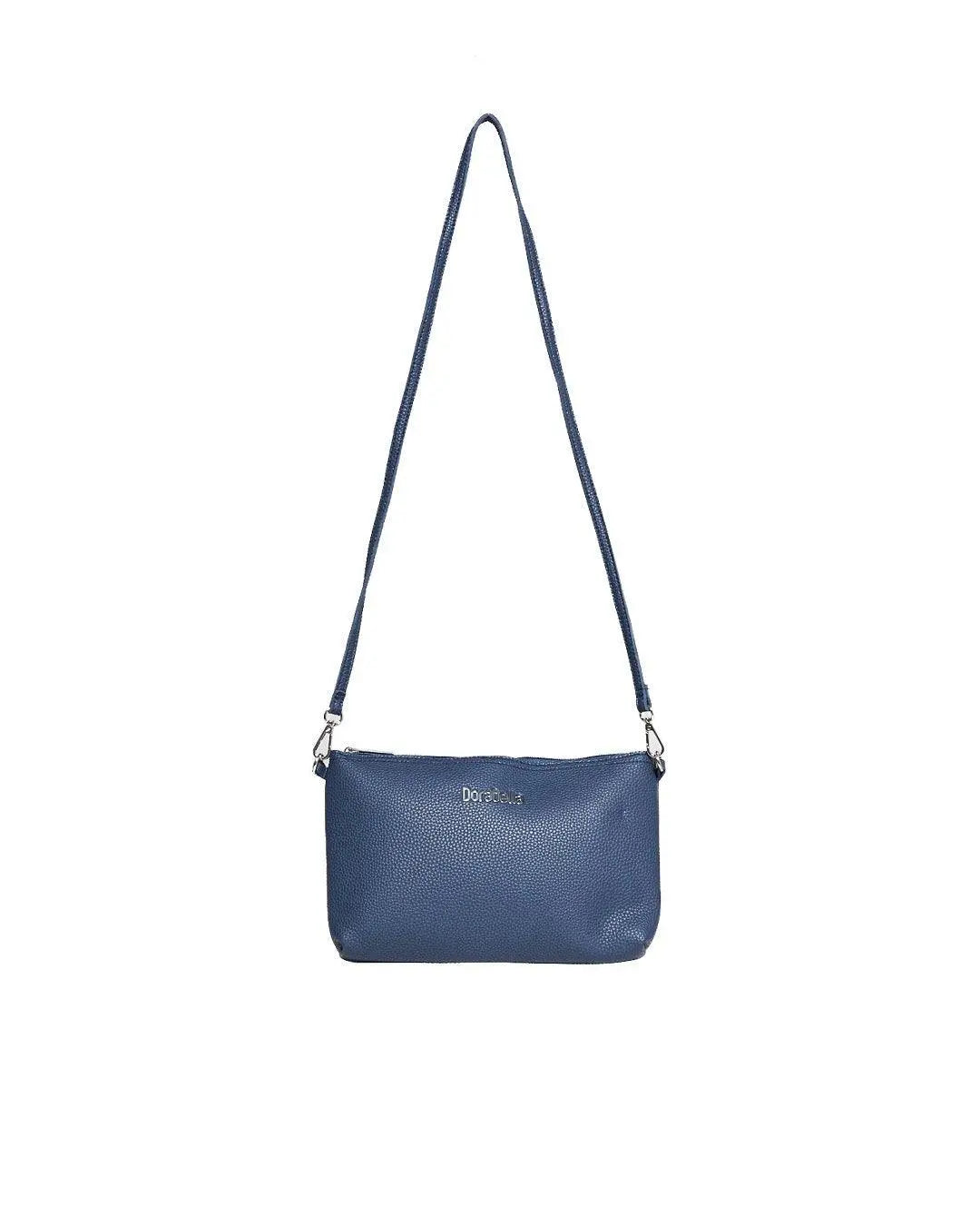 Borsa a tracolla Easy smart in ecopelle a grana con logo sul davanti BLUE NAVY DORABELLA EASY Un