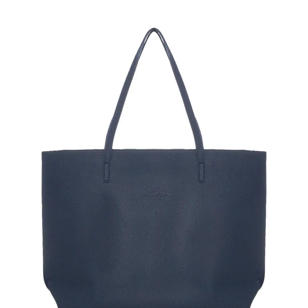 Borsa shopper large in ecopelle a grana con logo sul davanti BLU-NAVY DORABELLA EASY Un