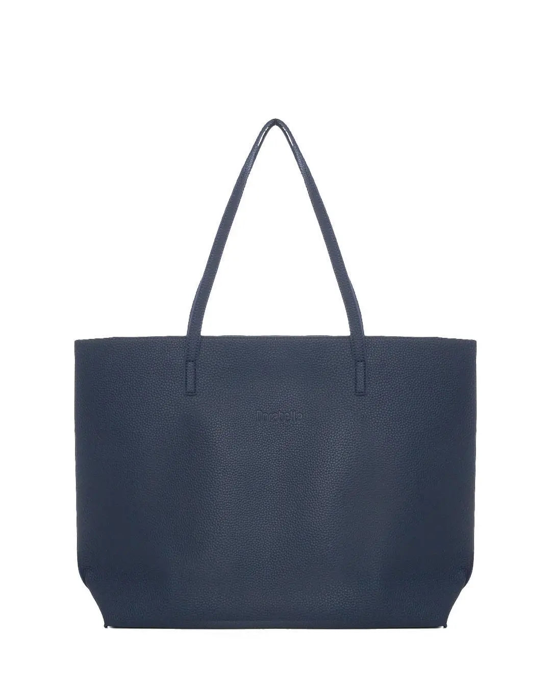 Borsa shopper large in ecopelle a grana con logo sul davanti BLU-NAVY DORABELLA EASY Un