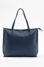 Borsa shopper large in ecopelle a grana con logo sul davanti BLU-NAVY DORABELLA EASY