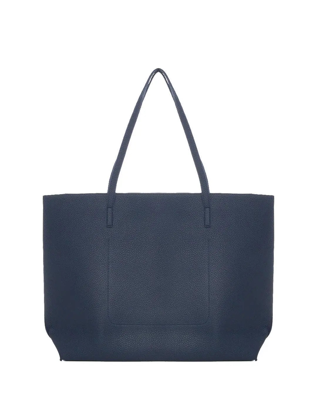 Borsa shopper large in ecopelle a grana con logo sul davanti BLU-NAVY DORABELLA EASY