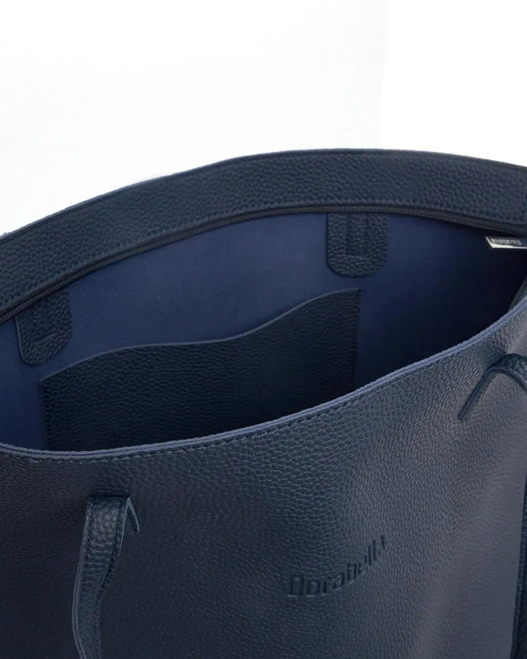 Borsa shopper large in ecopelle a grana con logo sul davanti BLU-NAVY DORABELLA EASY