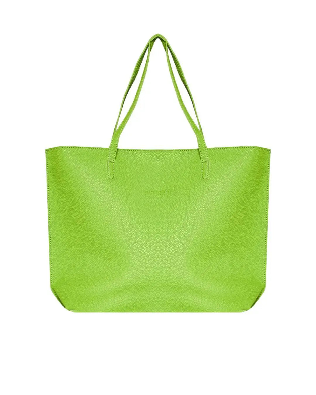 Borsa shopper large in ecopelle a grana con logo sul davanti MACAW GREEN DORABELLA EASY