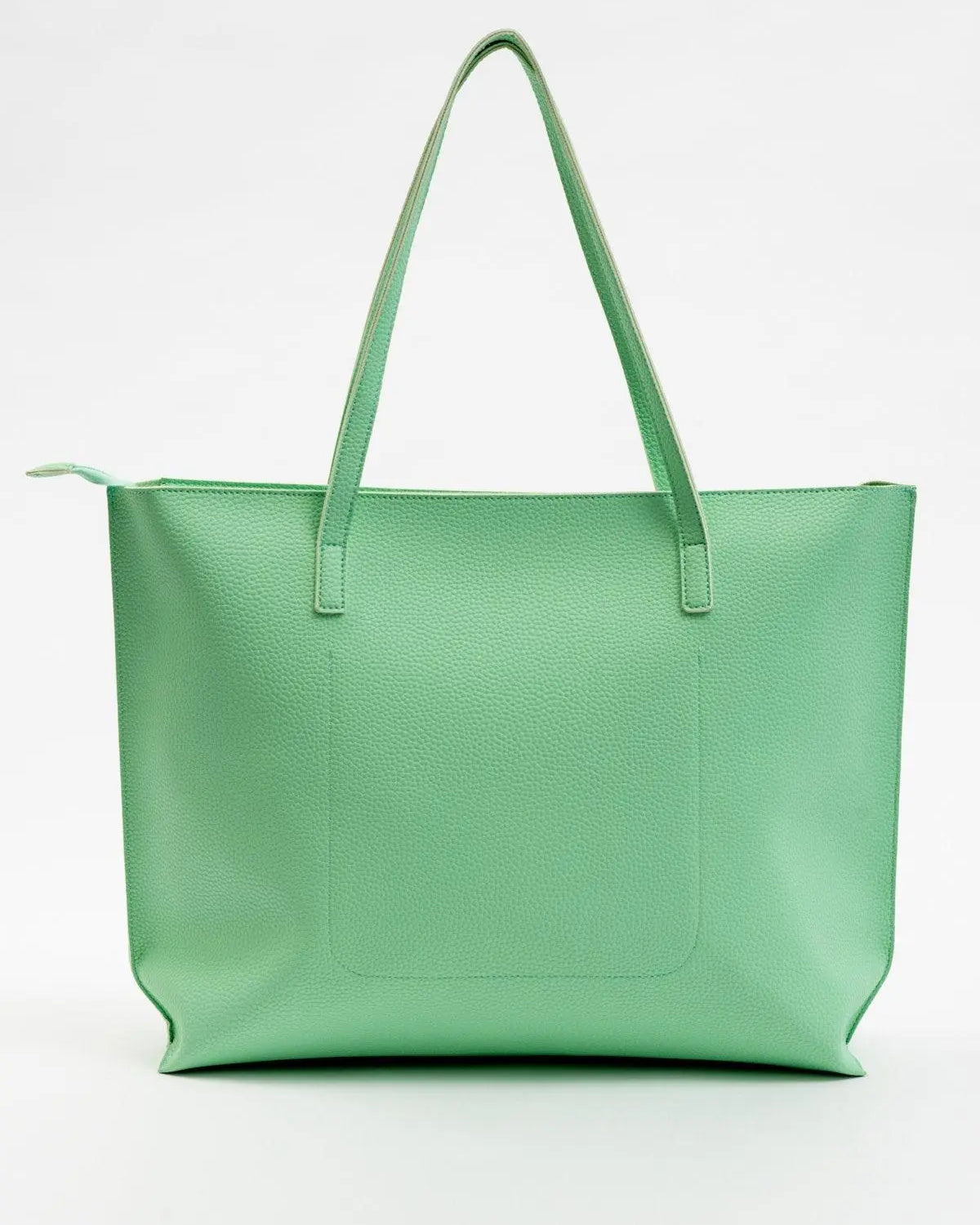 Borsa shopper large in ecopelle a grana con logo sul davanti MENTA DORABELLA EASY