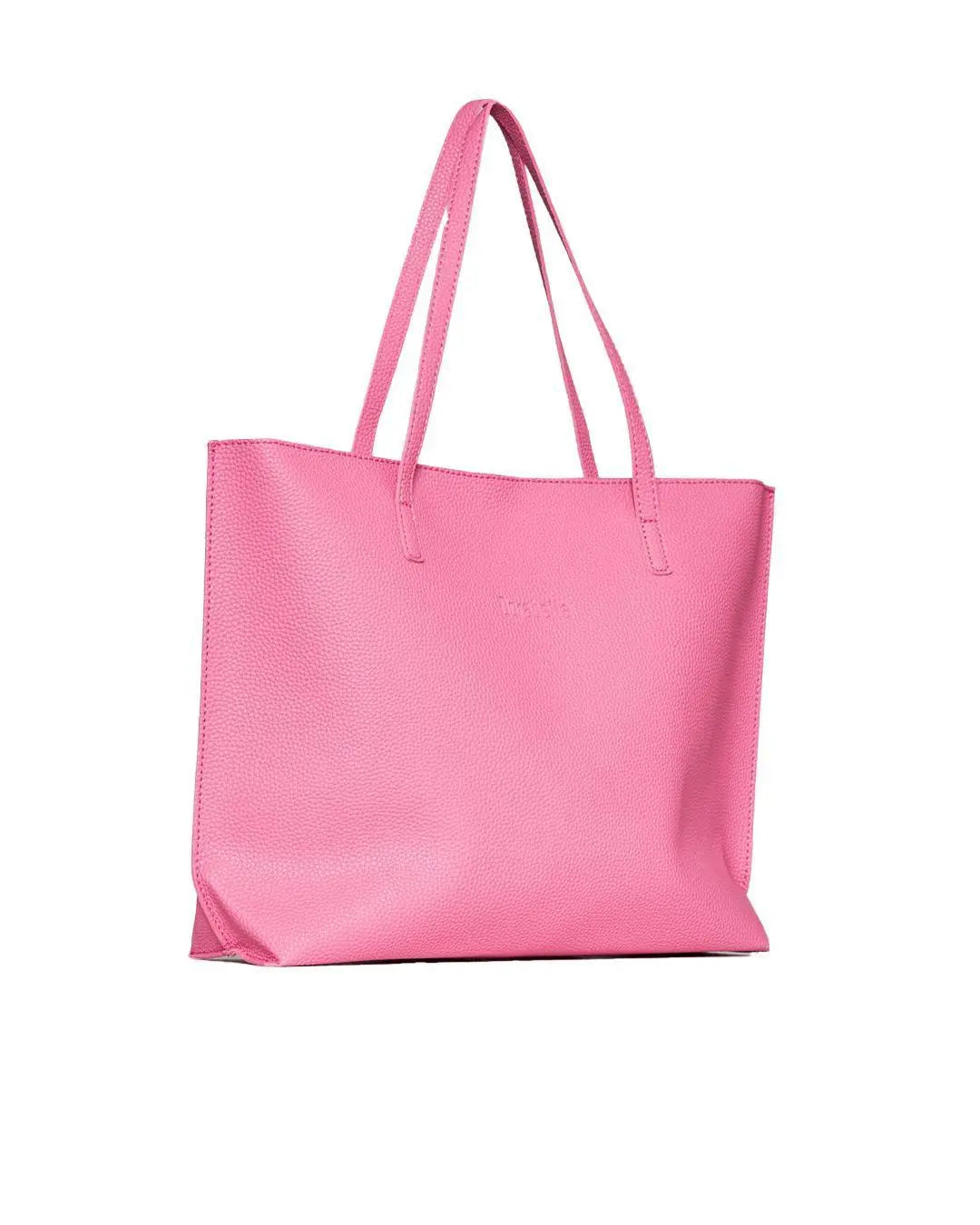 Borsa shopper large in ecopelle a grana con logo sul davanti SHOCKING PINK DORABELLA EASY